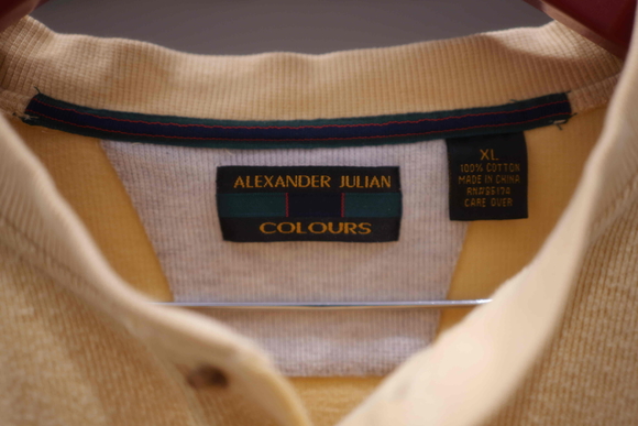 Colours Alexander Julian Men Sweater Yellow Long Sleeve Pullover Button Up Sz XL - Picture 4 of 6